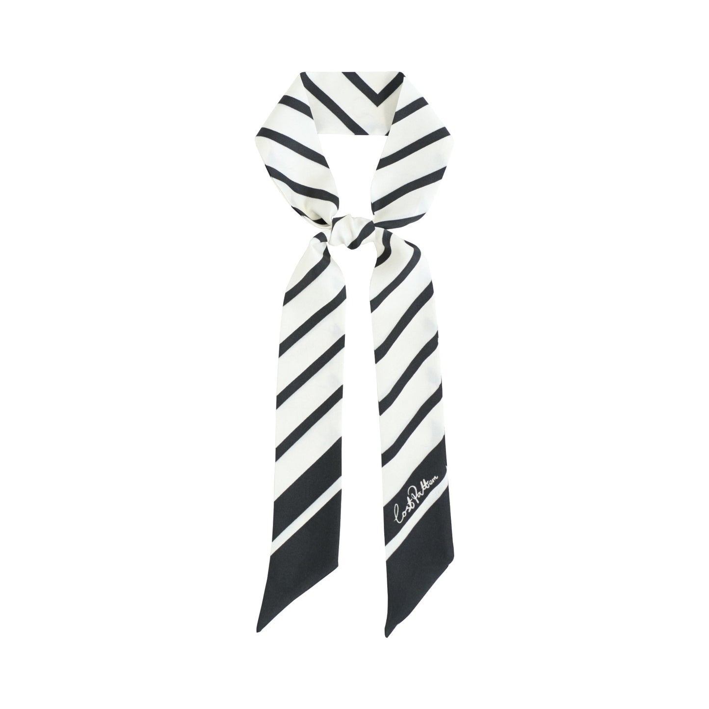 "La Marinière" Silk Skinny Scarf - Black & White