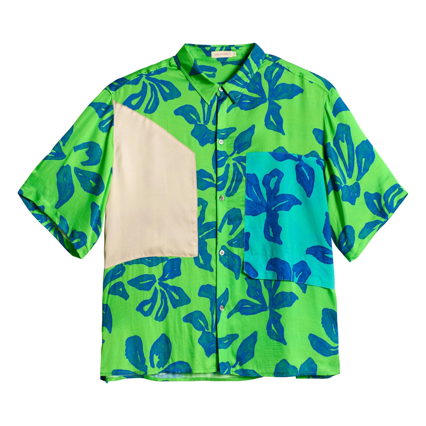 "Tropical Bliss" Patchwork Oversized Hawaii Shirt - Green