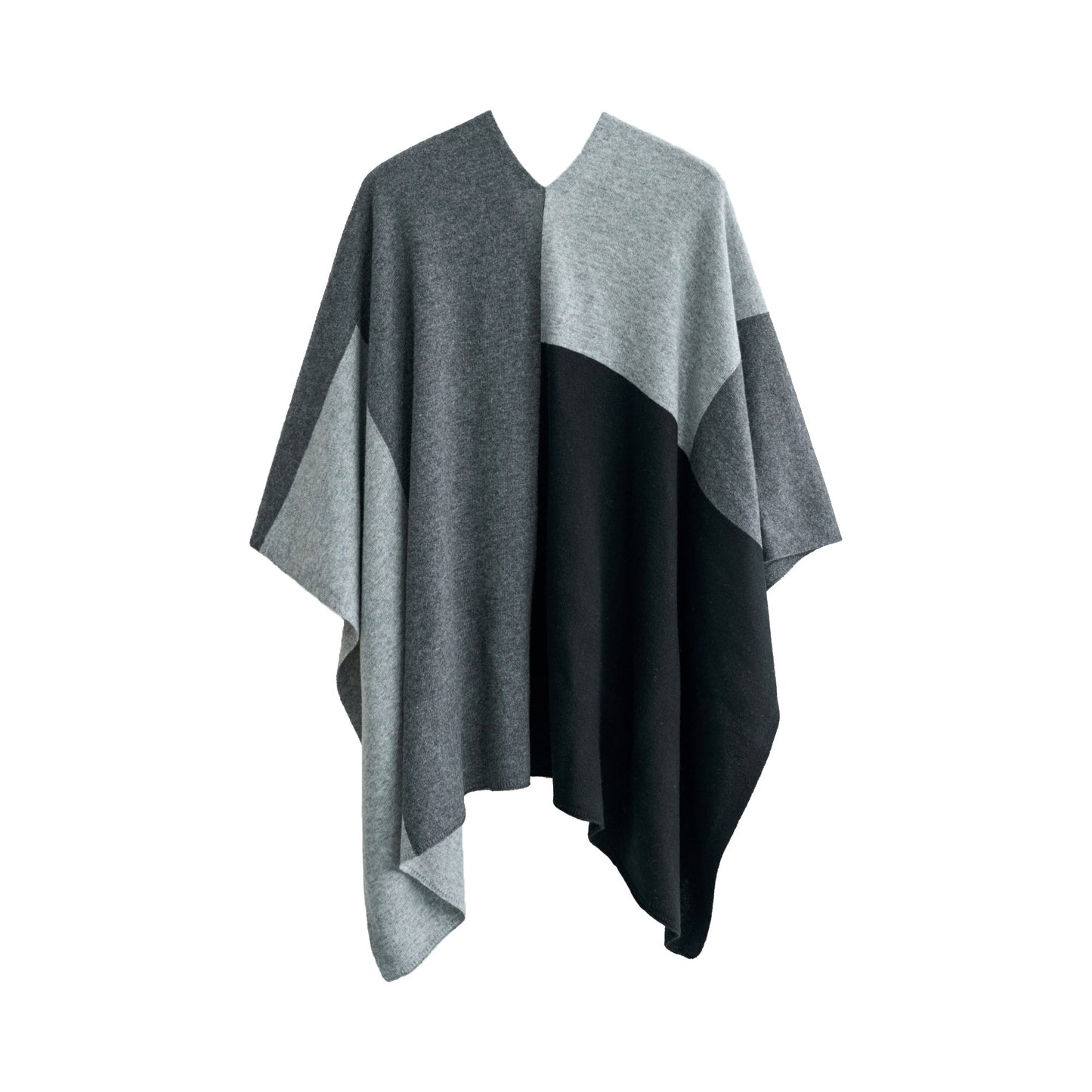 "Lost in Warmth" Wool-Cashmere Blend Cape - Grey