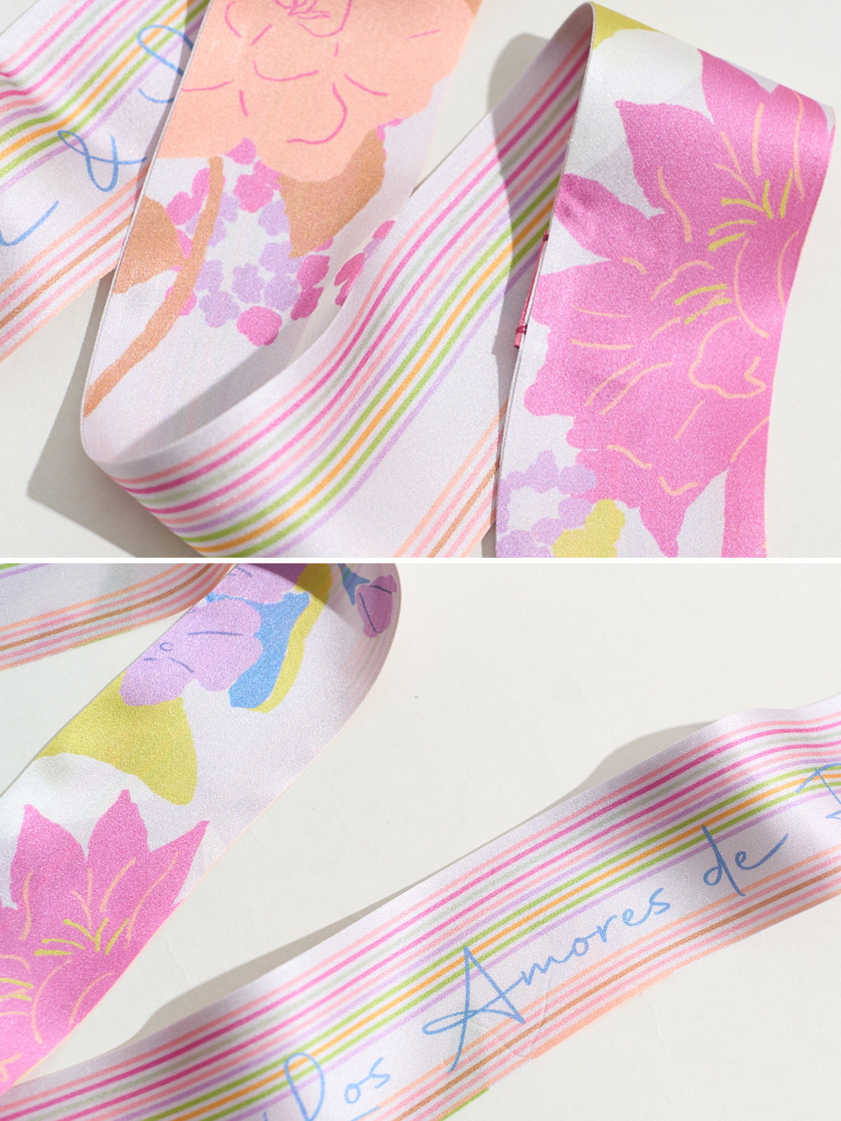 FRIDA x LOST PATTERN "Frida's Garden" Silk Skinny Scarf - Pink