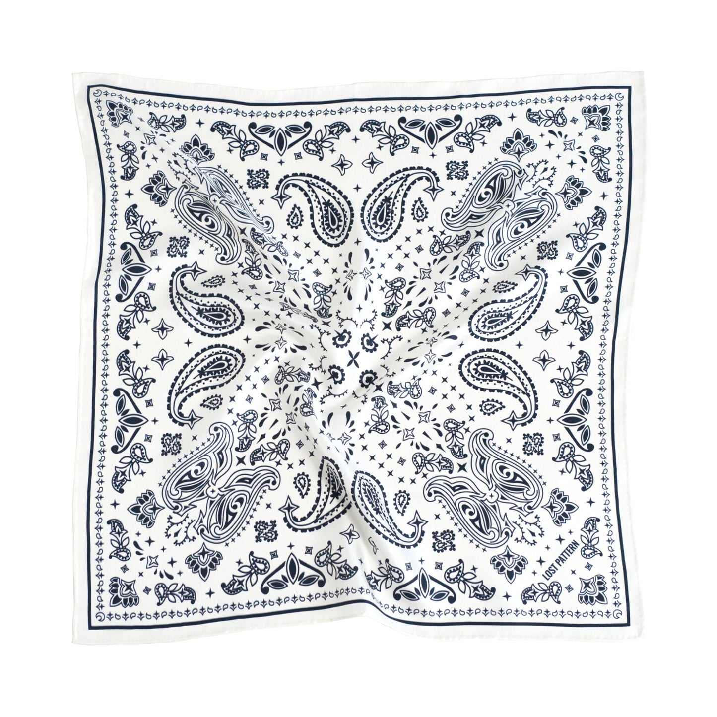 “Paisley" Silk Bandana Scarf - Moonlight White