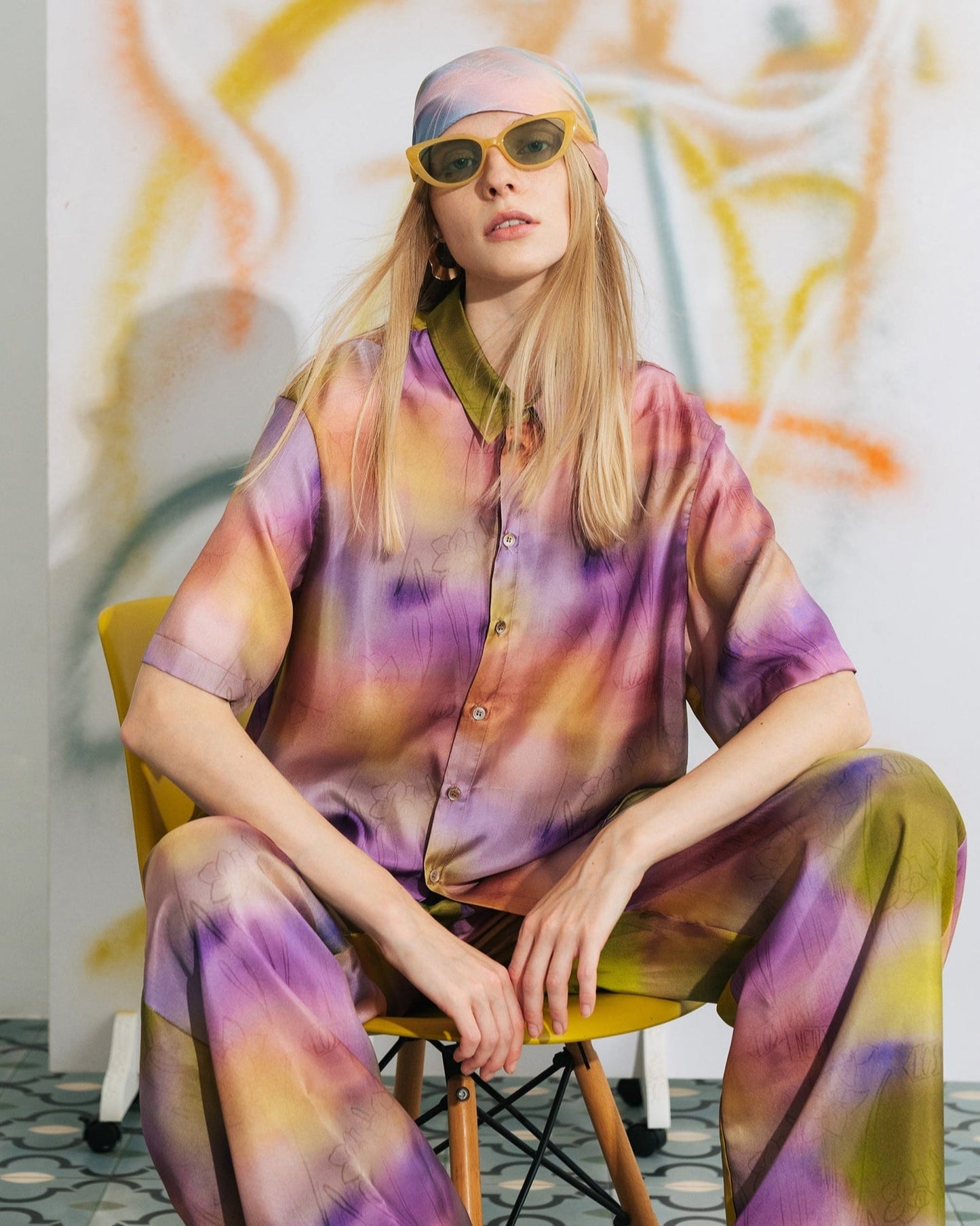 "Brooklyn" Oversized Silk Hawaii Shirt - Pink