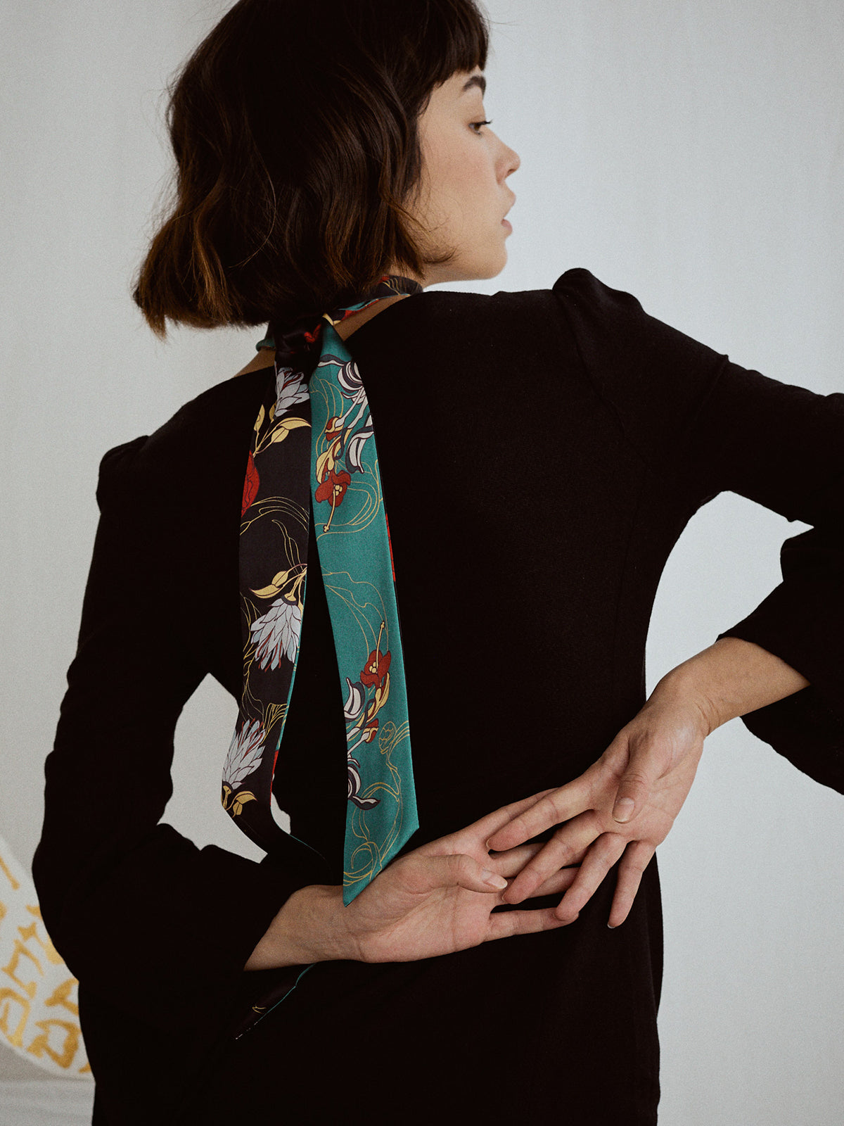 "Dream Hunter" Silk Skinny Scarf- Emerald Green
