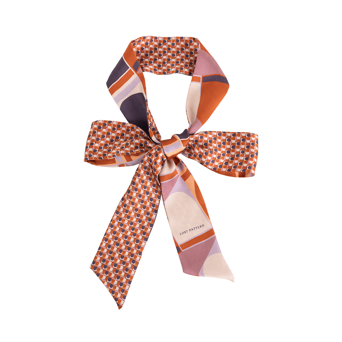 "Modular" Silk Skinny Scarf - Orange