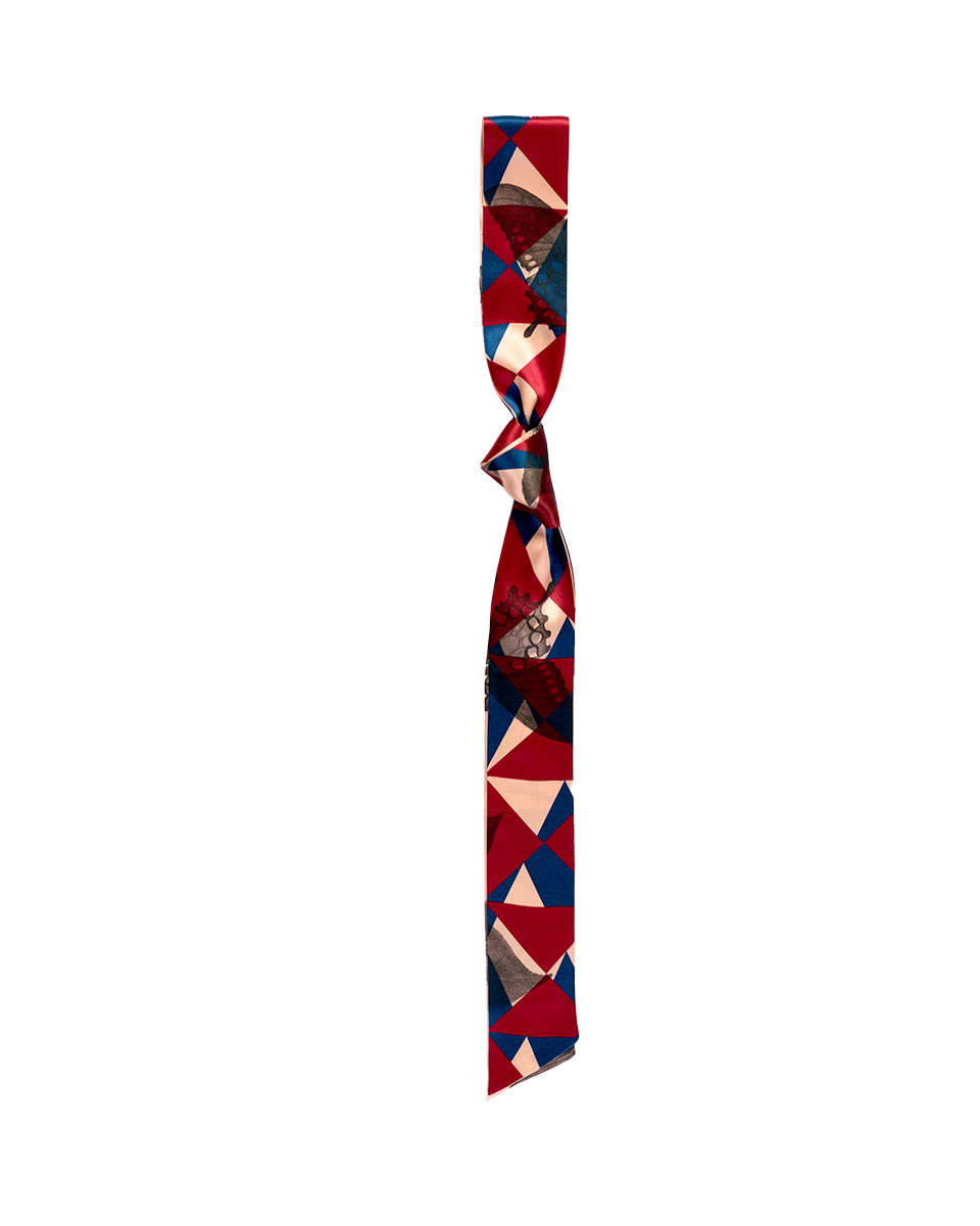 "Prism" Silk Skinny Scarf - Crimson Red