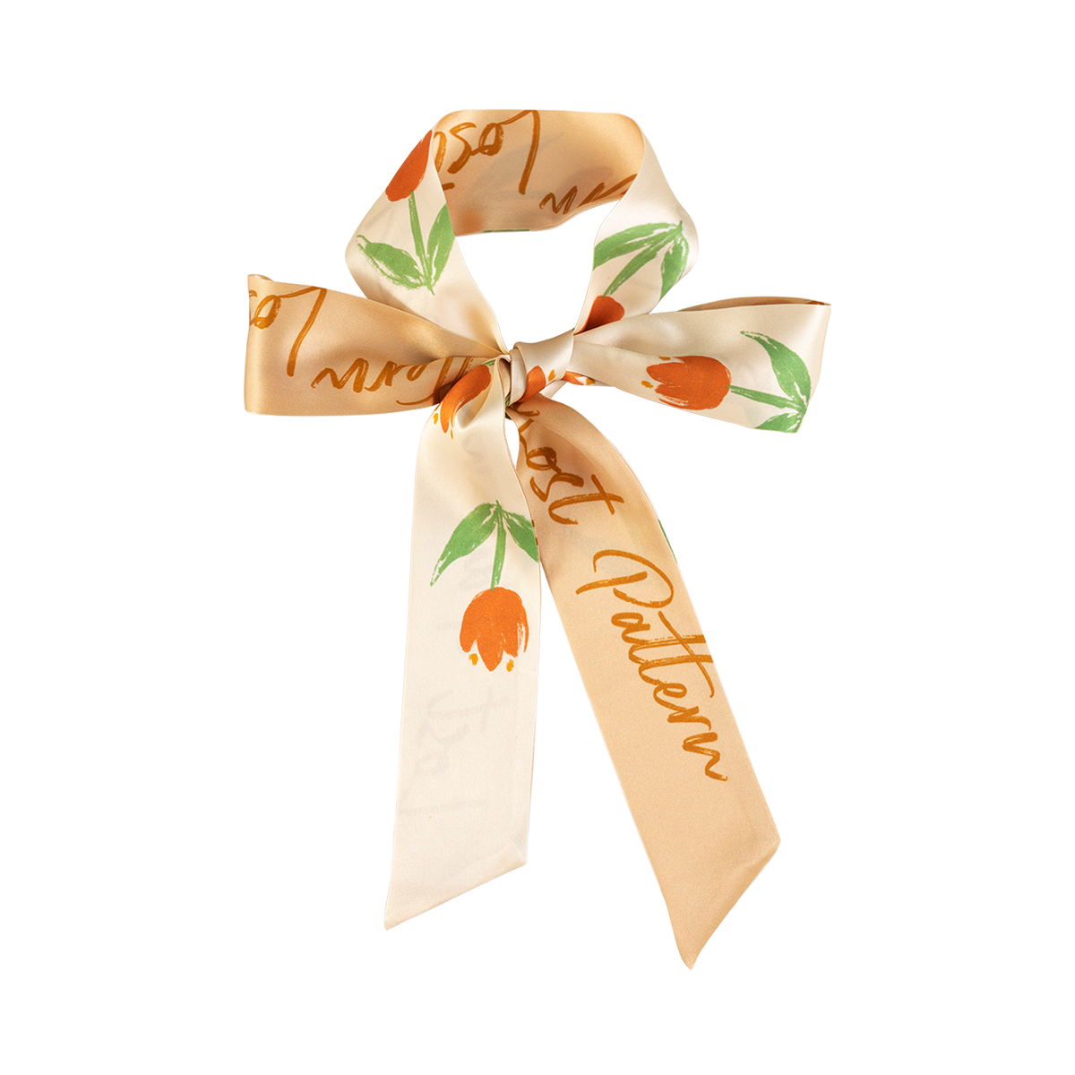 "Tulip" Silk Skinny Scarf - Apricot