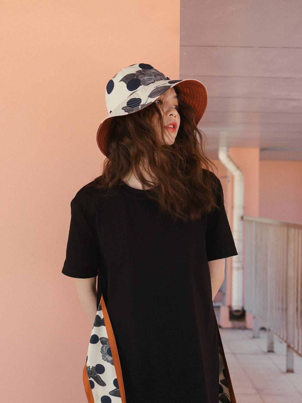 "Noir Floral" Reversible Bucket Hat