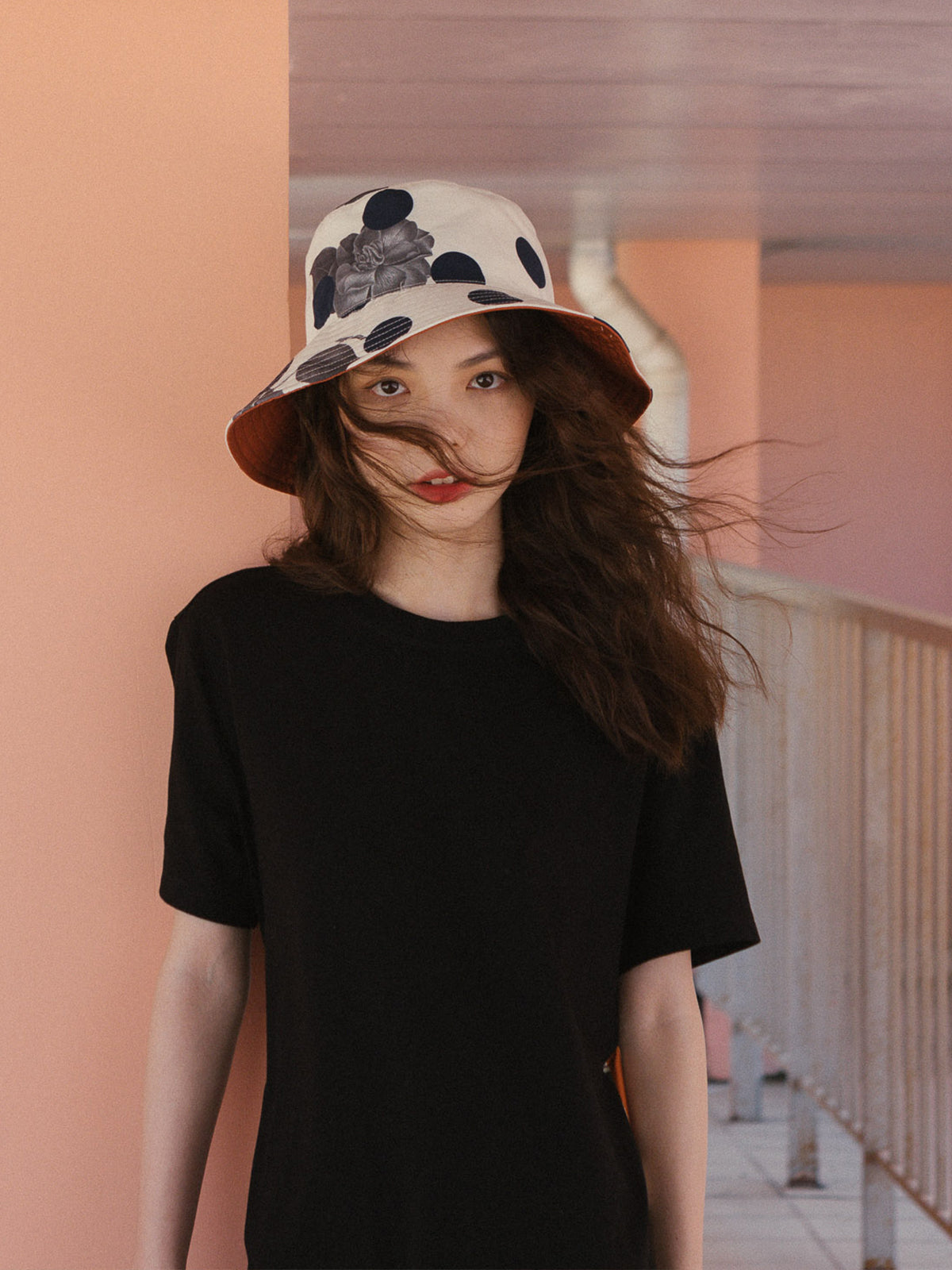 "Noir Floral" Reversible Bucket Hat