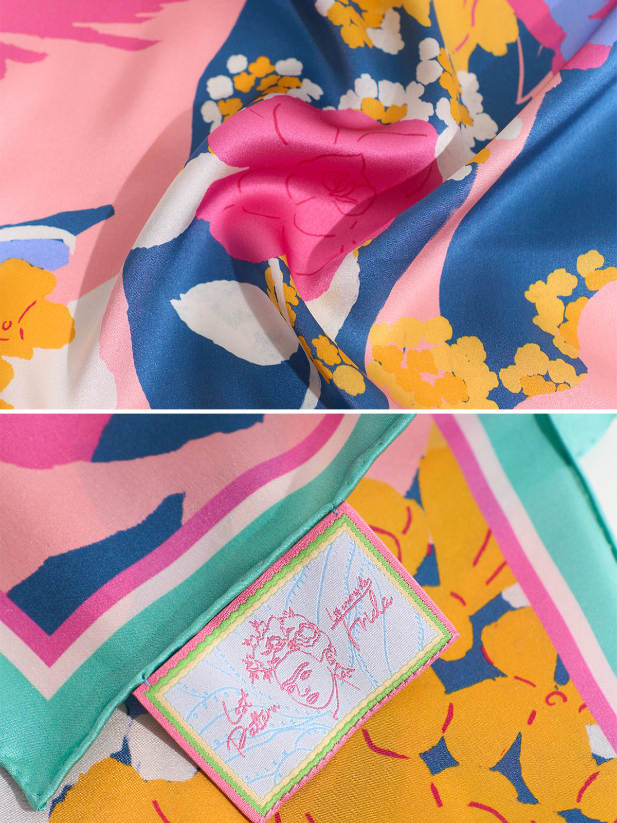 FRIDA x LOST PATTERN "Frida's Garden" Silk Bandana Scarf - Purple