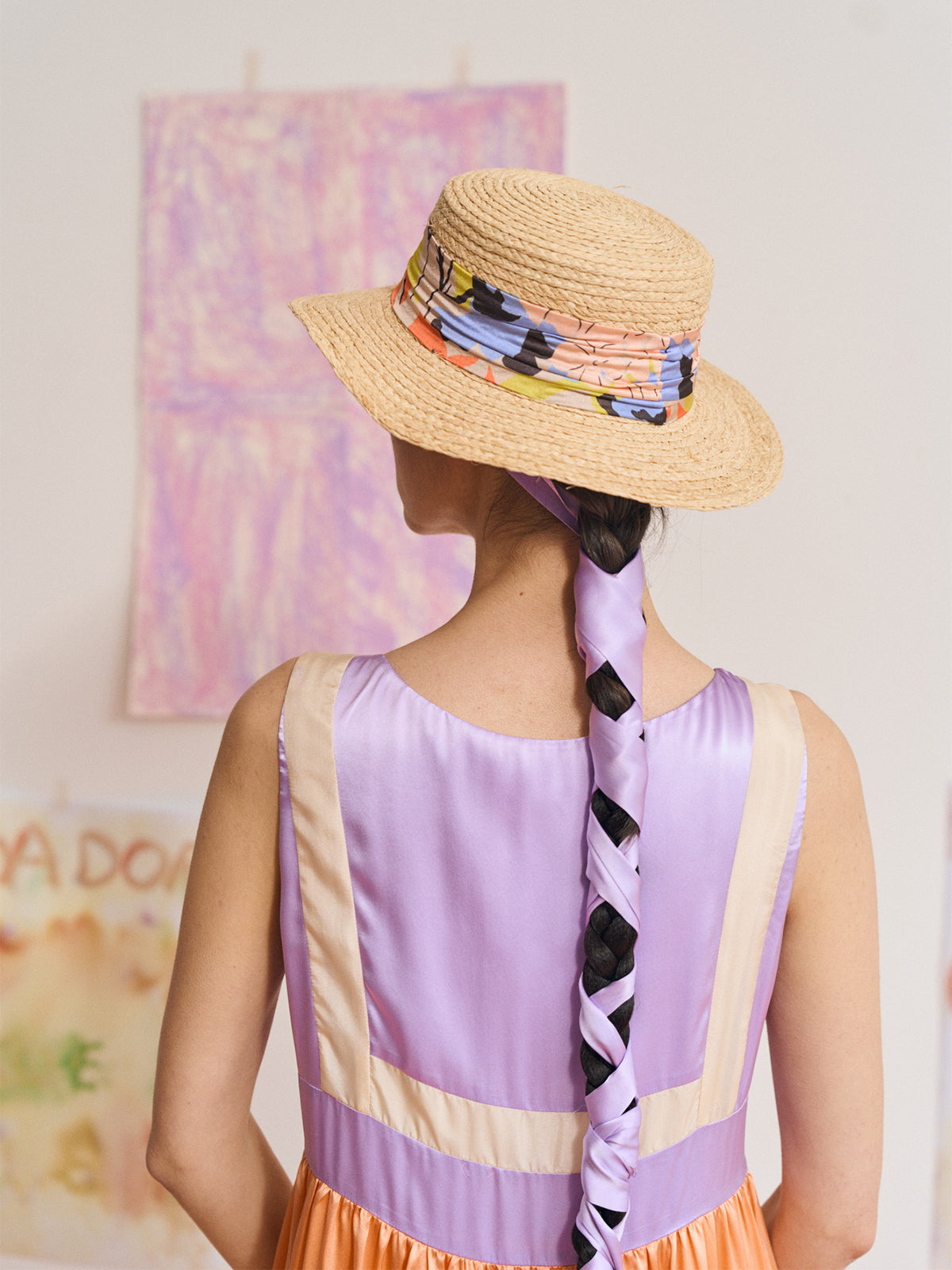 "Frida's Garden" Straw Hat with Ribbon Band - Pastel