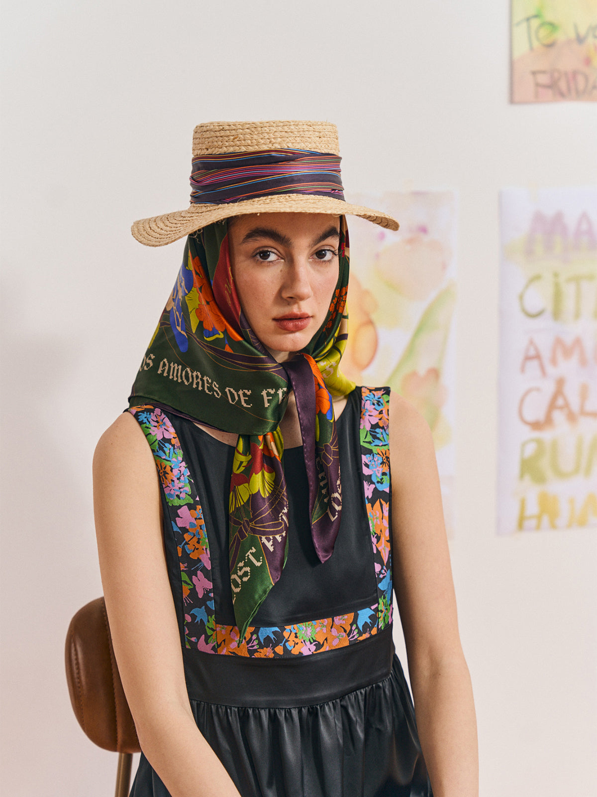 "Frida's Garden" Straw Hat with Ribbon Band - Purple