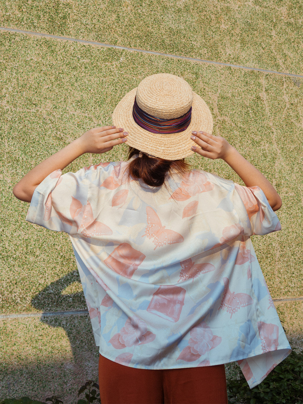 "Frida's Garden" Straw Hat with Ribbon Band - Purple