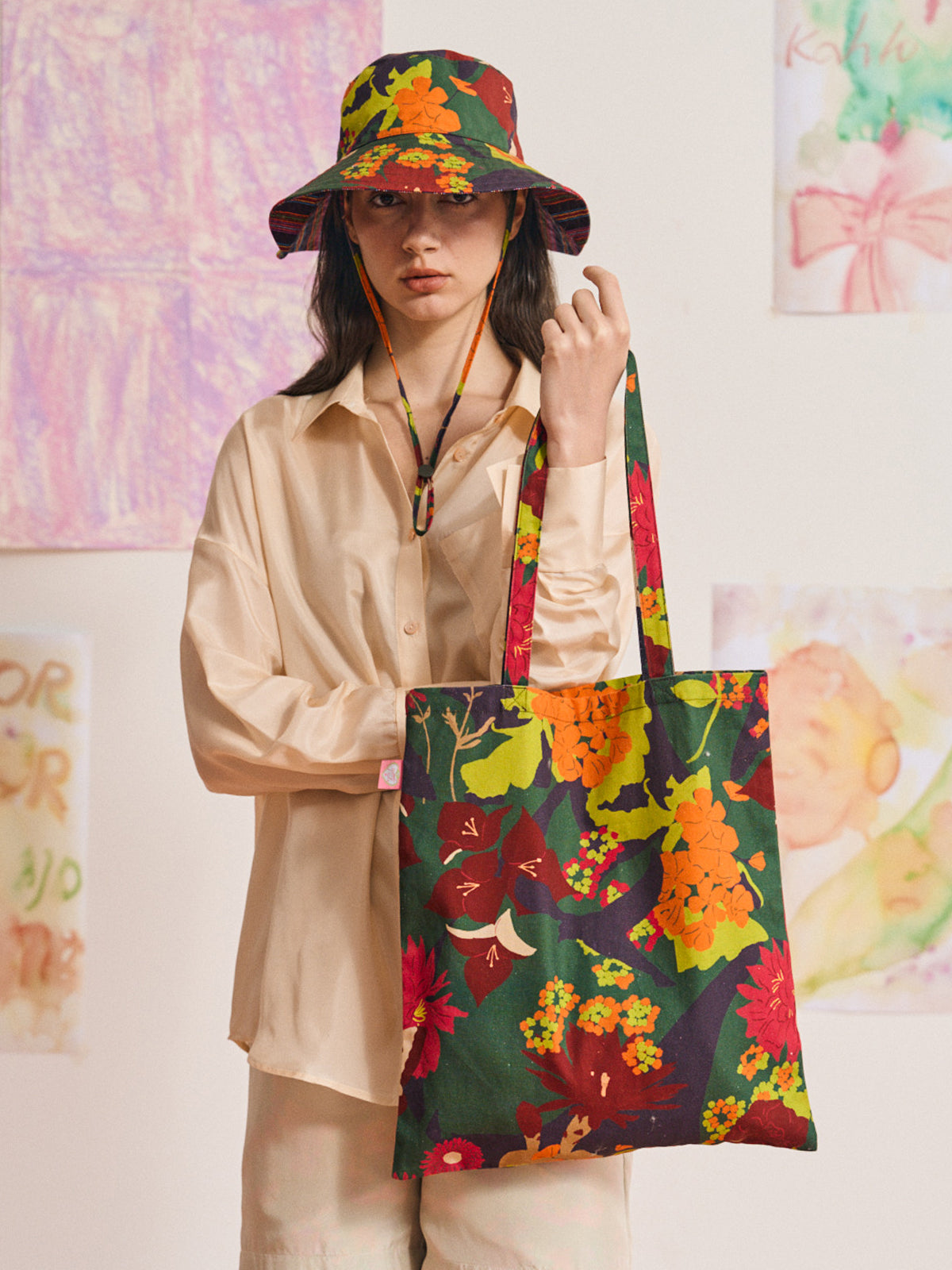 FRIDA x LOST PATTERN "Frida's Garden" Tote Bag - Purple