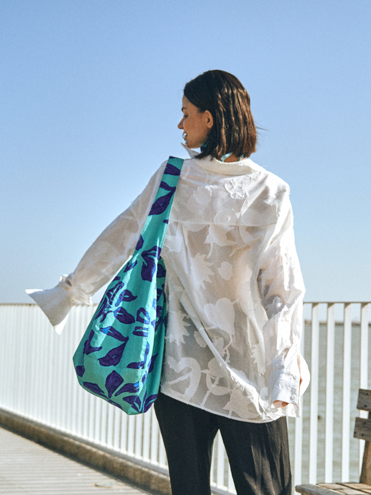 “Tropical Bliss” Hobo Crossbody Bag - Ocean Blue