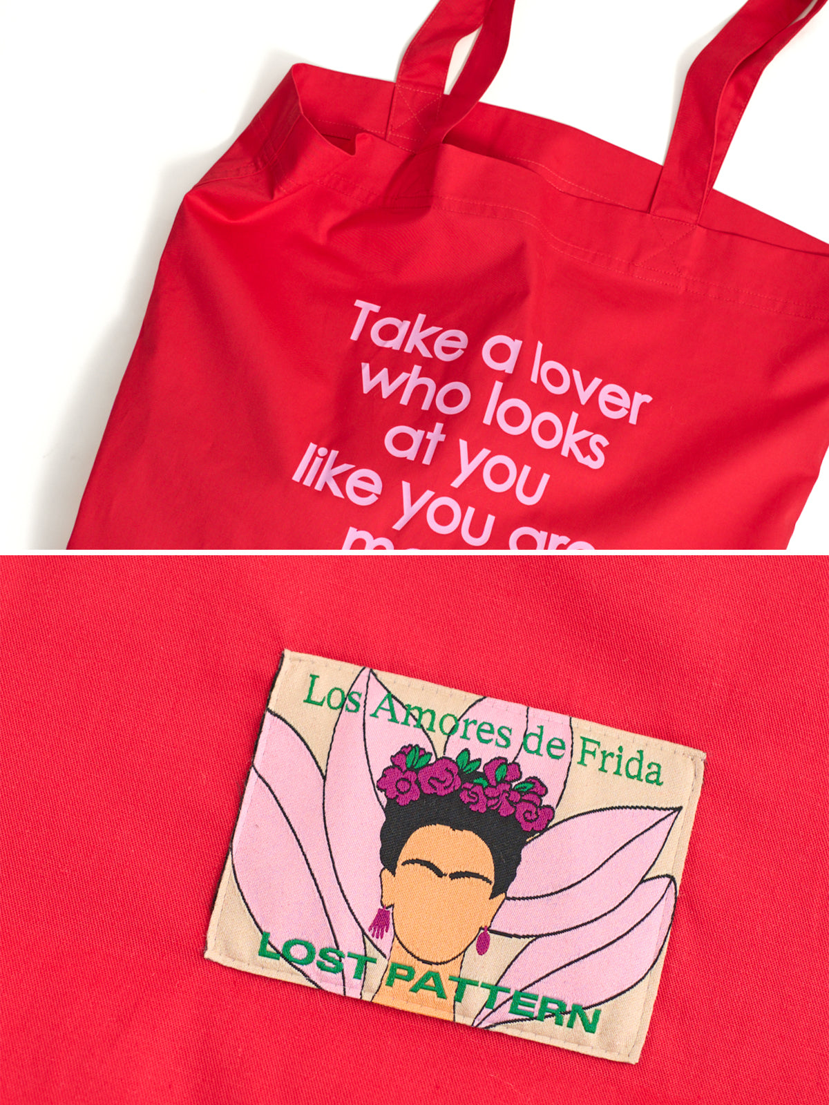 "The Voice of Frida" Cotton Tote Bag - Rojo Picante