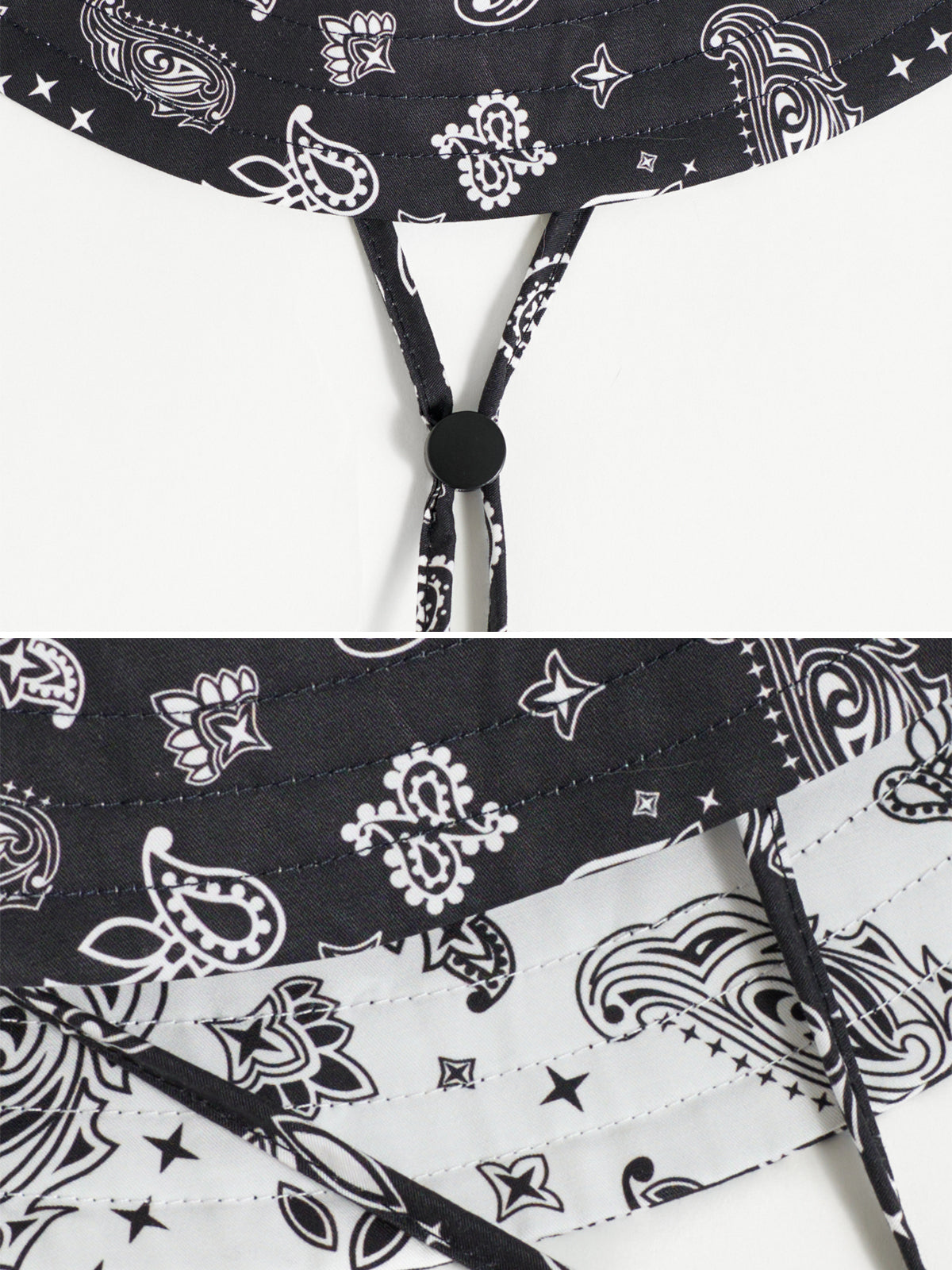 "Paisley" Cotton Reversible Sun Hat - Charcoal Black