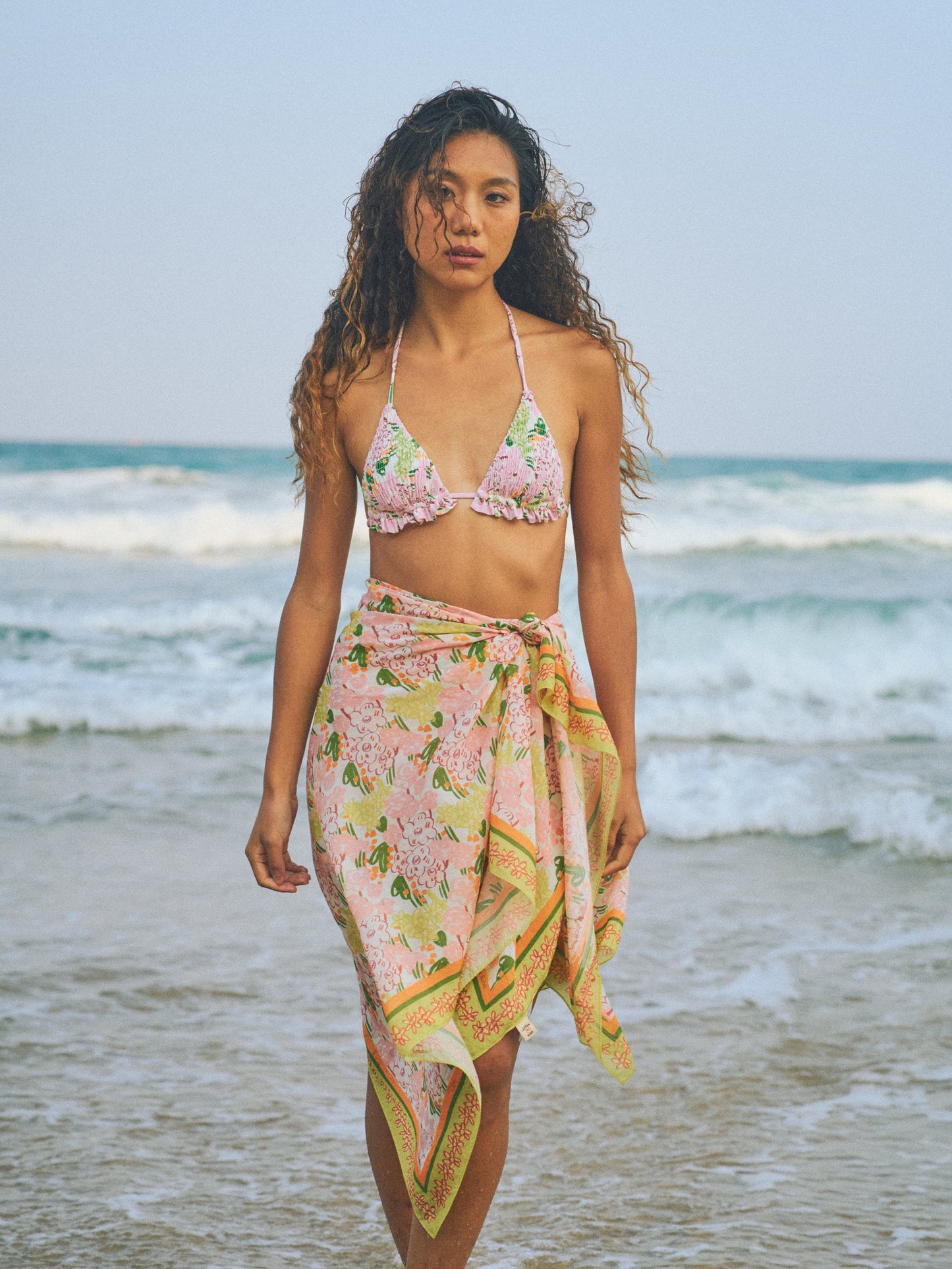 "Le Jardin" Beach Sarong Wrap - Pastel Blush