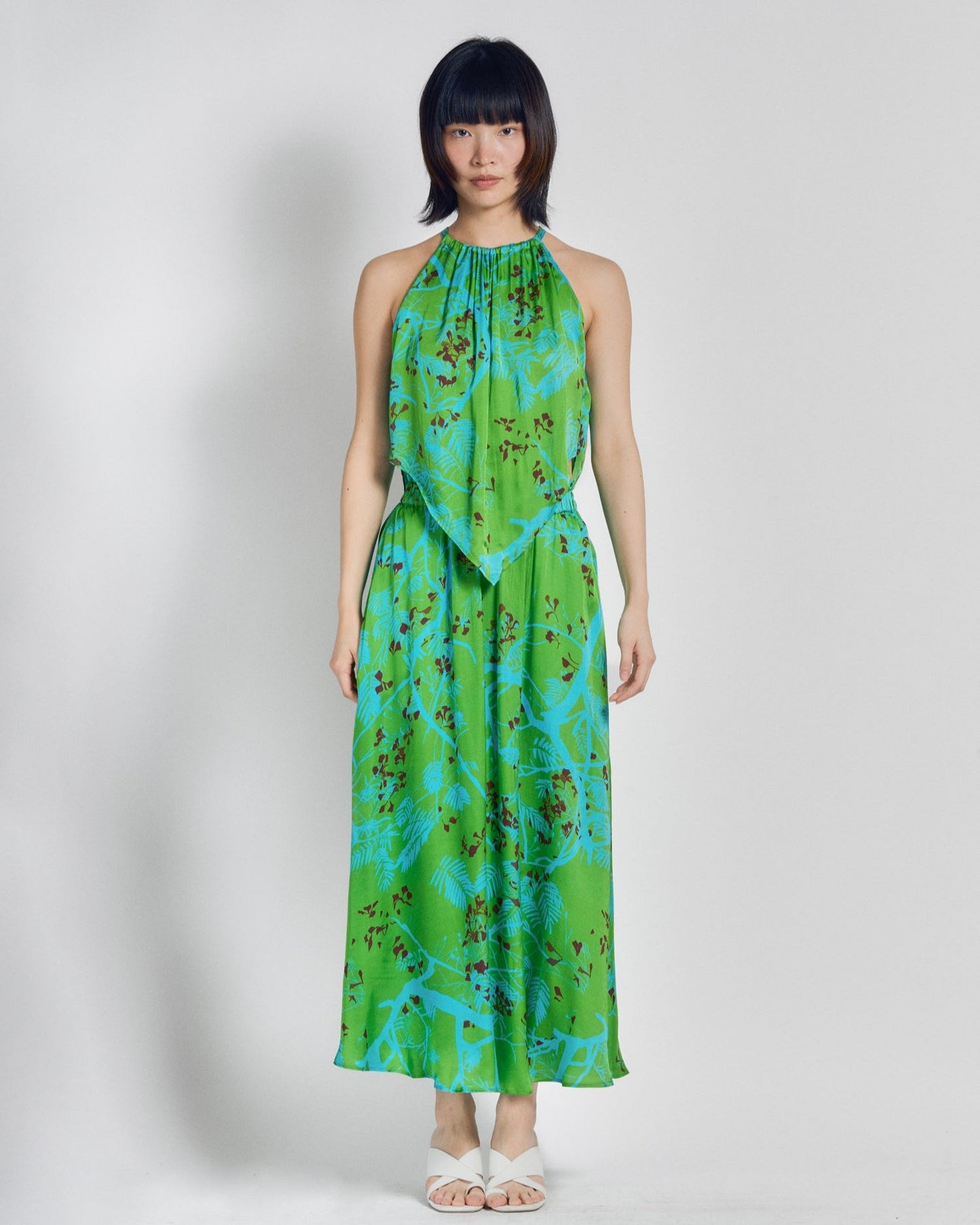 “Coco Dream” Satin Midi Skirt - Green