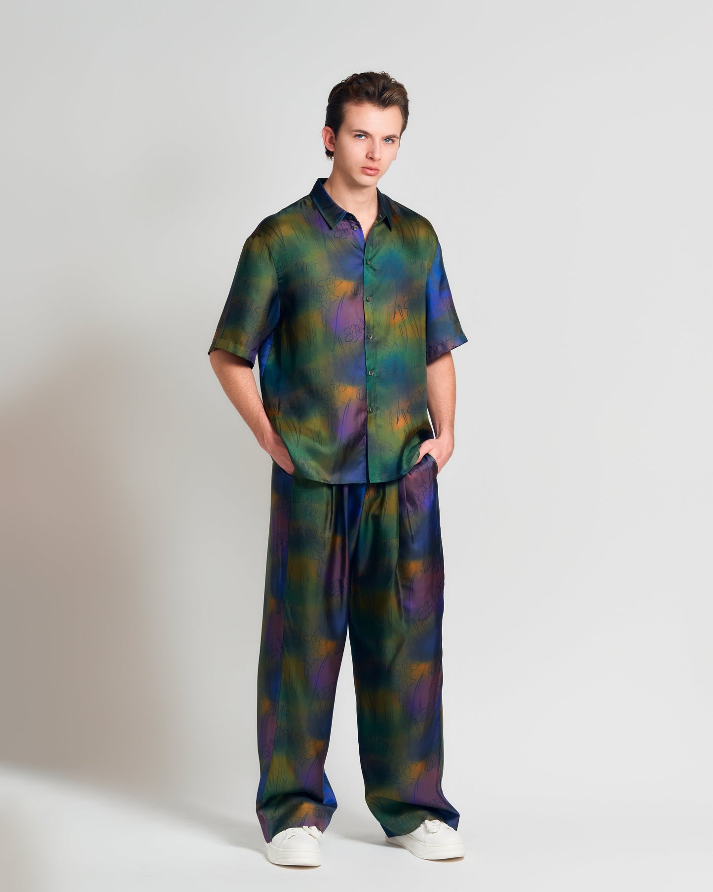 "Brooklyn" Silk Wide Leg Palazzo Pants - Green