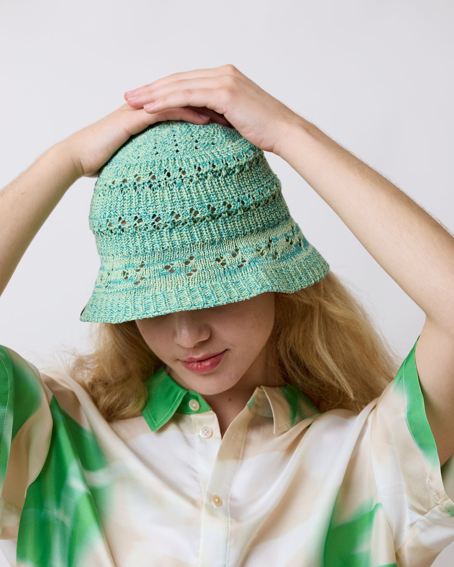 "Cactus" Crochet Bucket Hat - Peppermint Green