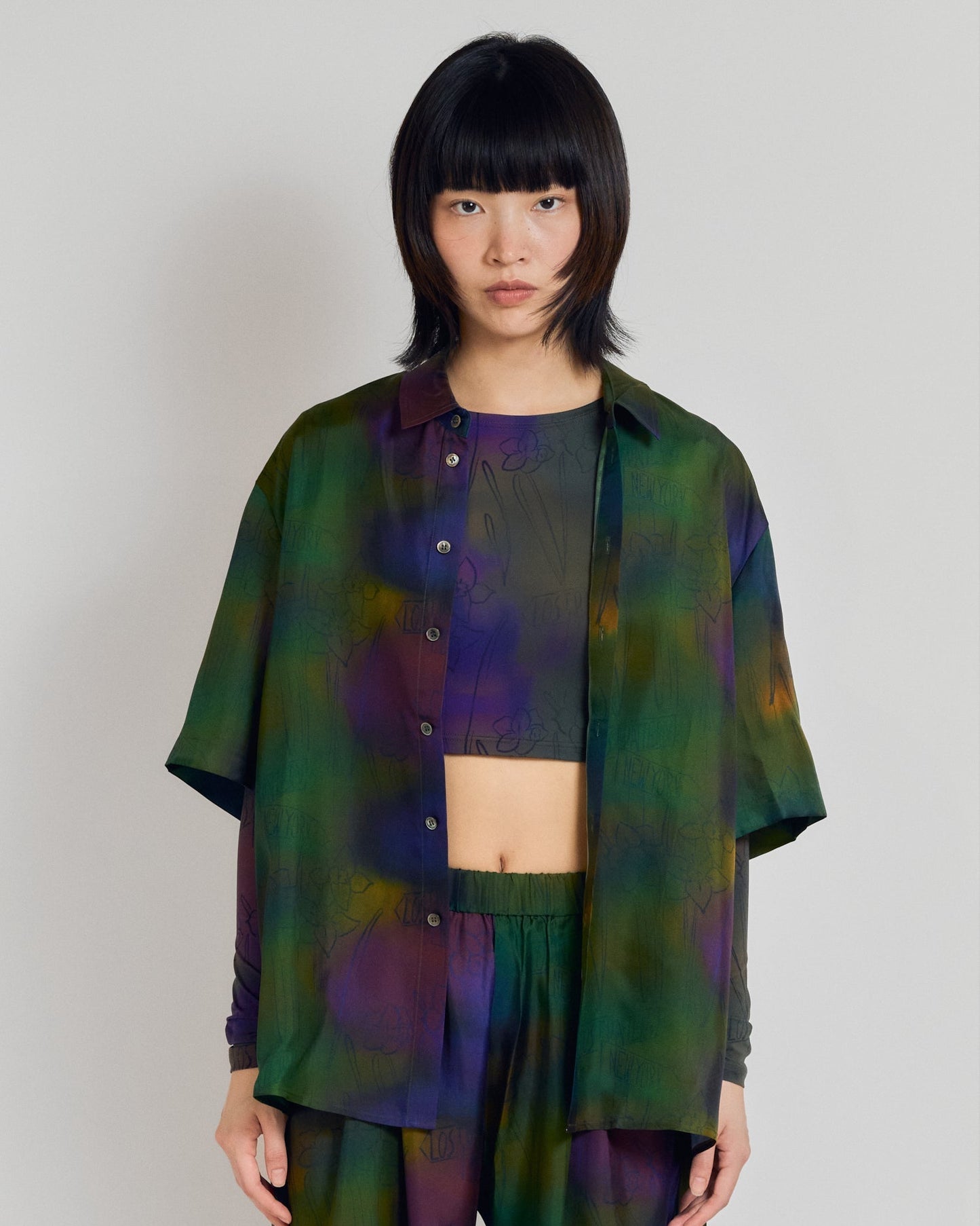 "Brooklyn" Oversized Silk Hawaii Shirt - Green