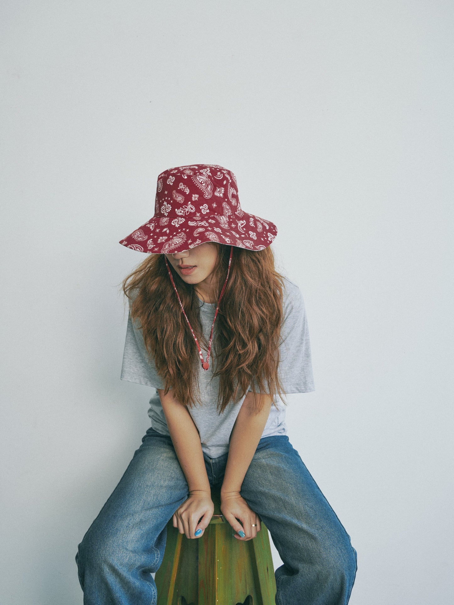 "Paisley" Cotton Reversible Sun Hat - Rodeo Red