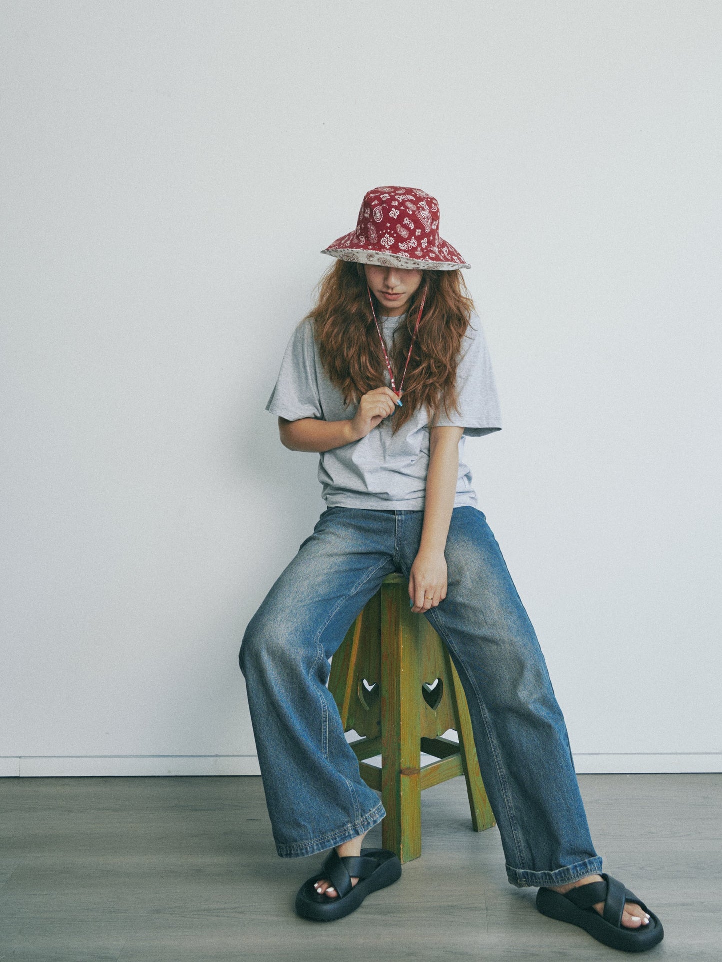 "Paisley" Cotton Reversible Sun Hat - Rodeo Red