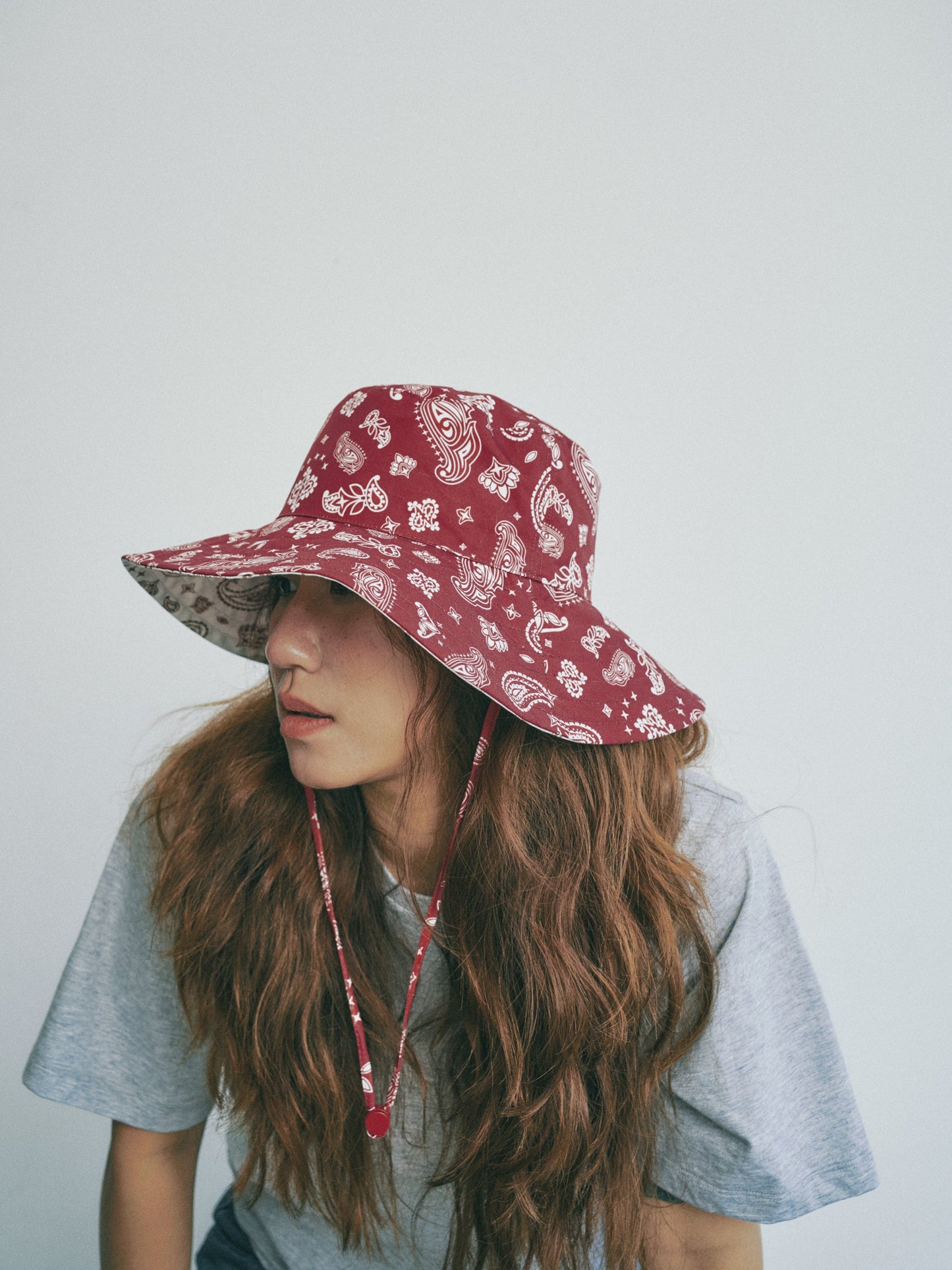 "Paisley" Cotton Reversible Sun Hat - Rodeo Red