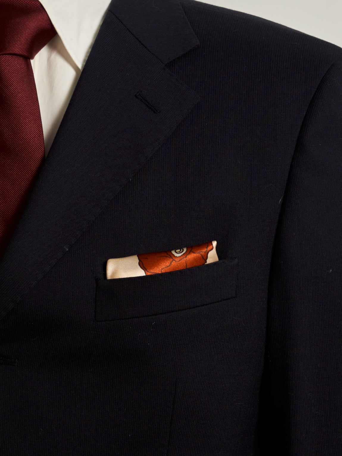 "Camellia"Silk Pocket Square - Khaki