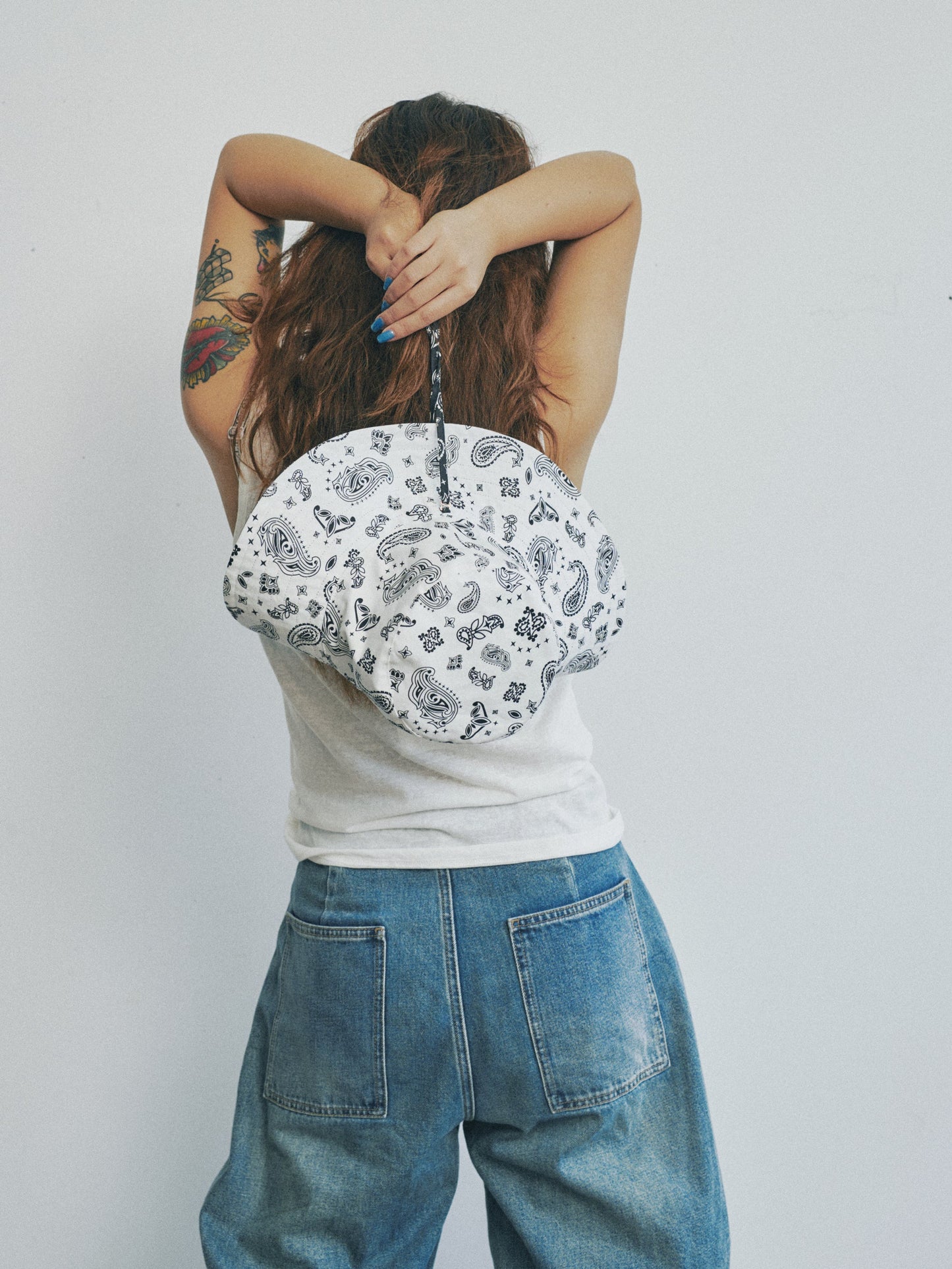 "Paisley" Cotton Reversible Sun Hat - Charcoal Black