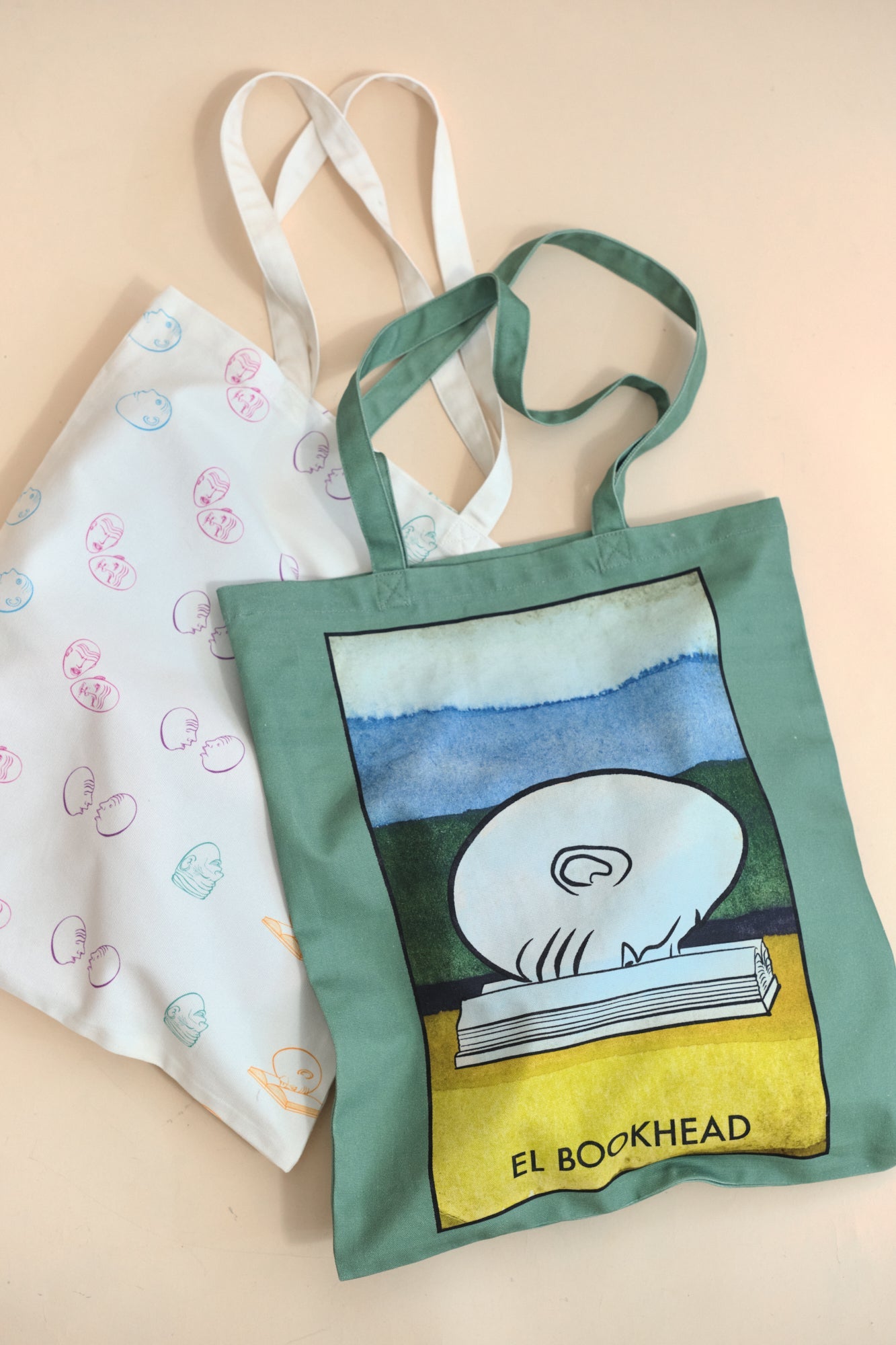 "El Bookhead" Cotton Tote Bag - Green