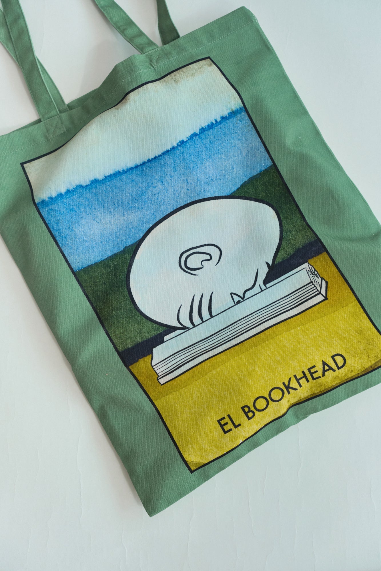 "El Bookhead" Cotton Tote Bag - Green