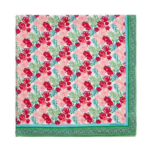 "Le Jardin" Beach Sarong Wrap - Rouge Blossom