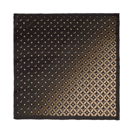 "Moonlit Stars" Silk Bandana Scarf - Black