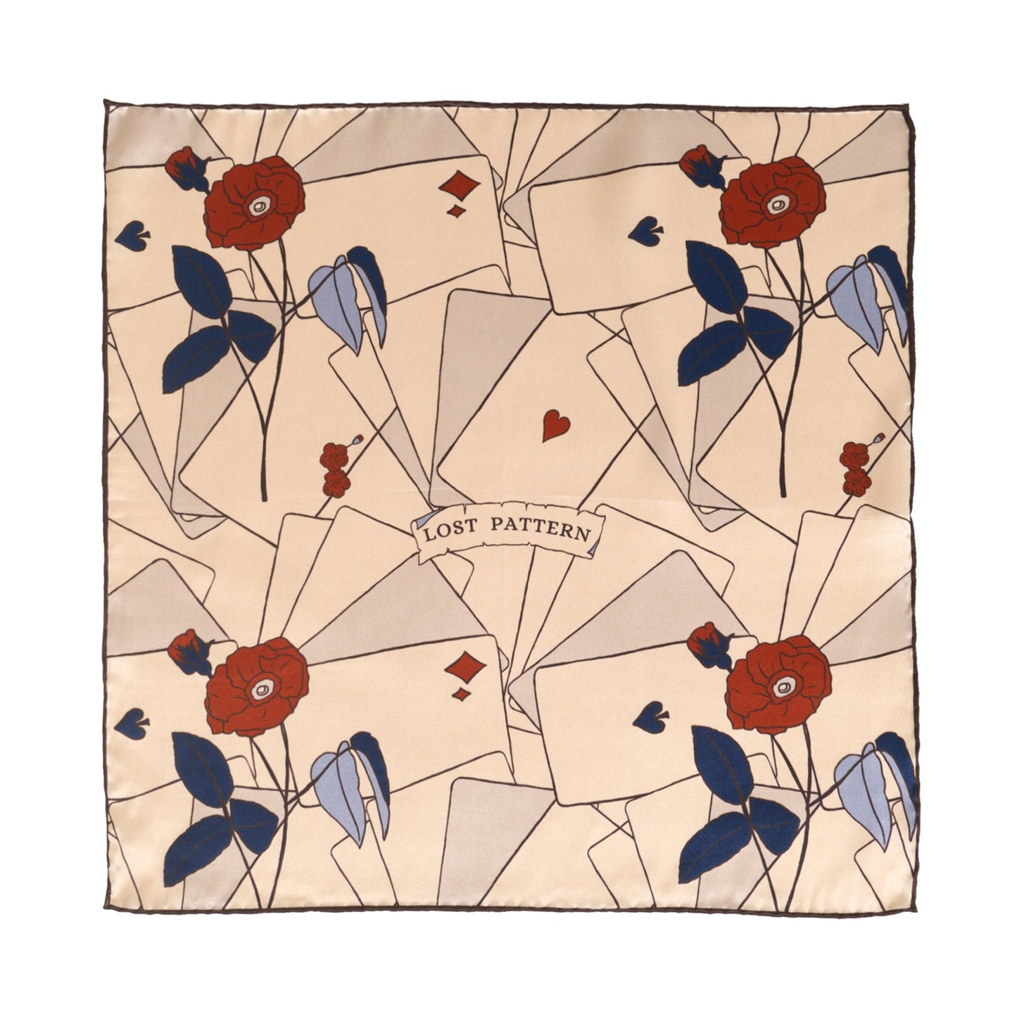 "Camellia"Silk Pocket Square - Khaki