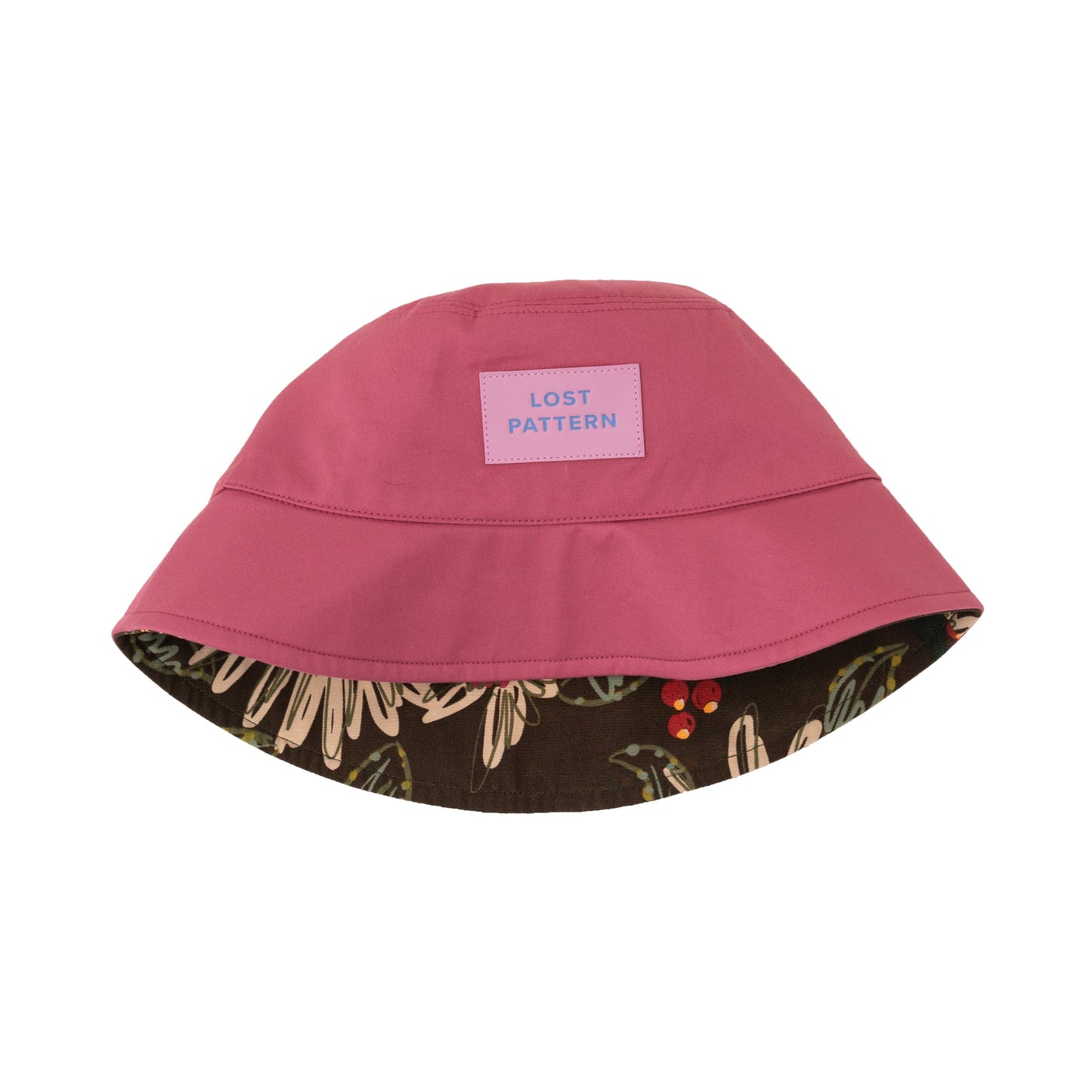 "Forest" Cotton Reversible Bucket Hat - Rose Red