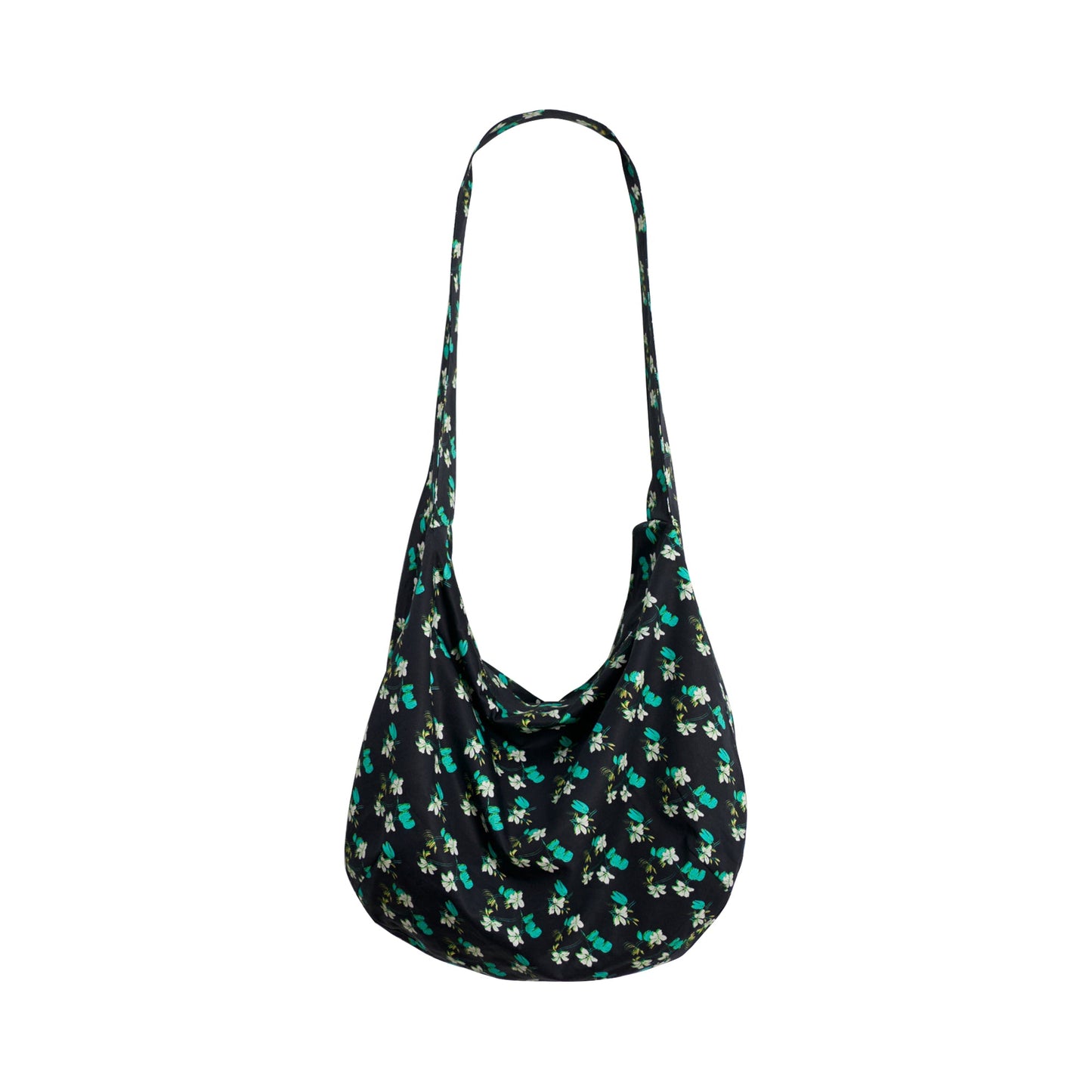 "Beach Blossom" Hobo Crossbody Bag - Midnight Green