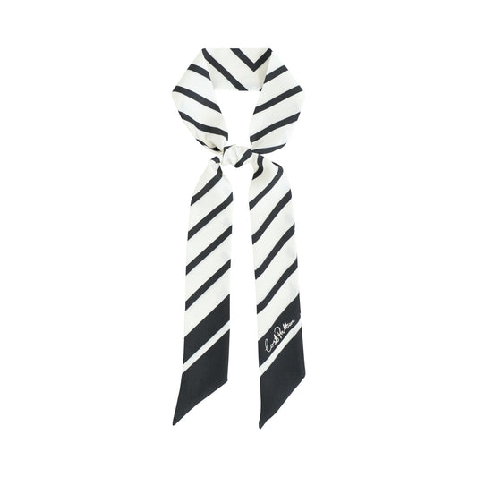 "La Marinière" Silk Skinny Scarf - Black & White