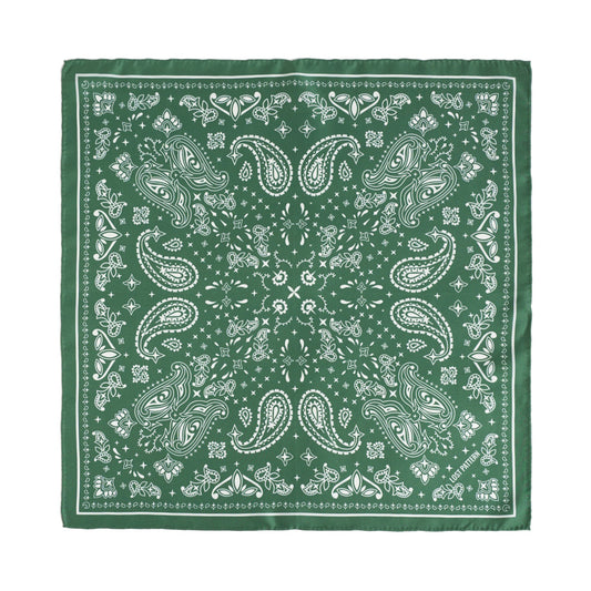 “Paisley" Silk Bandana Scarf - Sagebrush Green