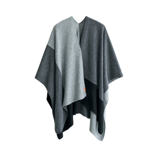 "Lost in Warmth" Wool-Cashmere Blend Cape - Grey