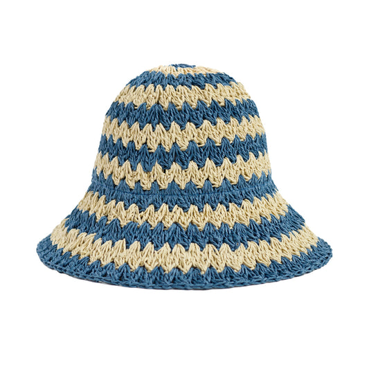 "Linea" Packable Straw Hat - Blue
