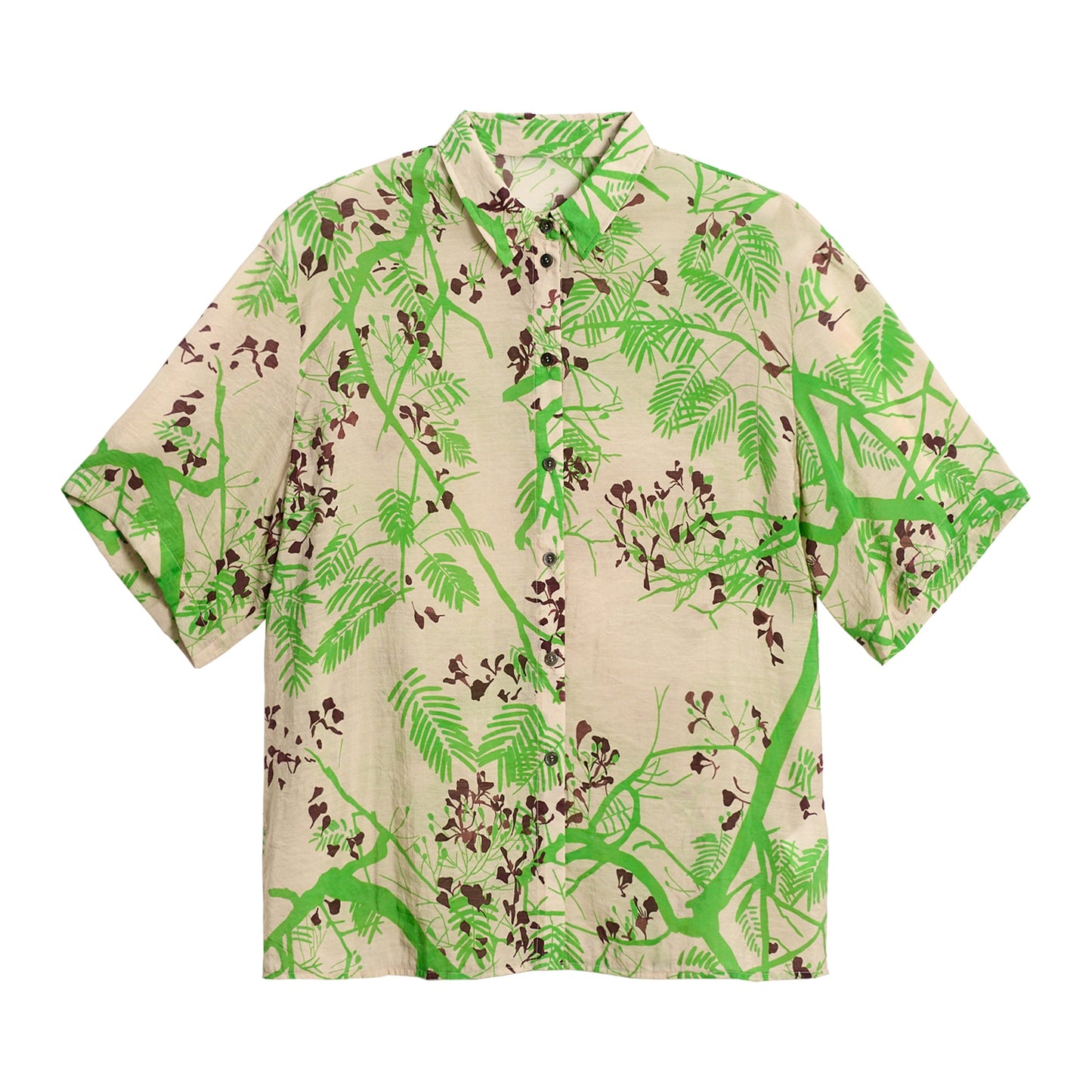 "Coco Dream" Oversized Hawaii Shirt - Khaki & Green