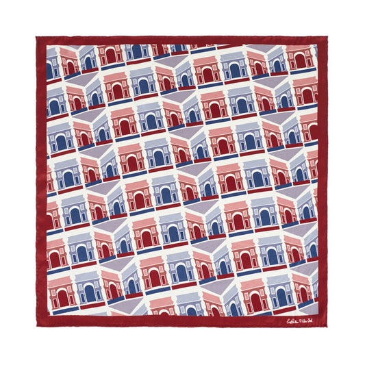 "Square Arch" Silk Bandana Scarf - Maroon