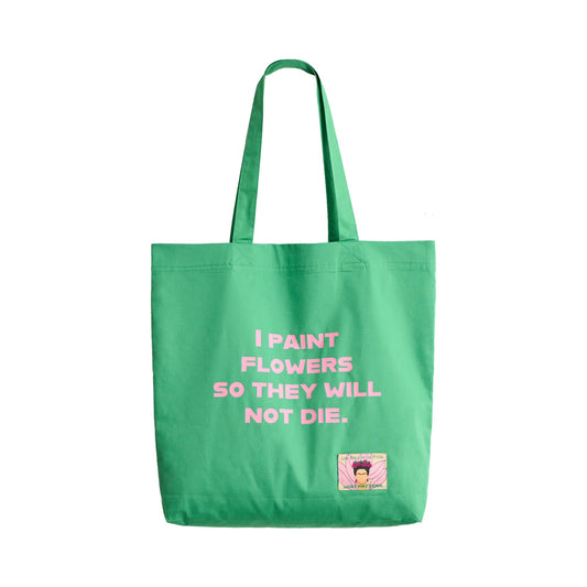 "The Voice of Frida" Cotton Tote Bag - Cactus Green