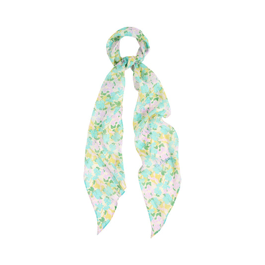 "Rosebay" Silk Chiffon Neck Scarf - Blue