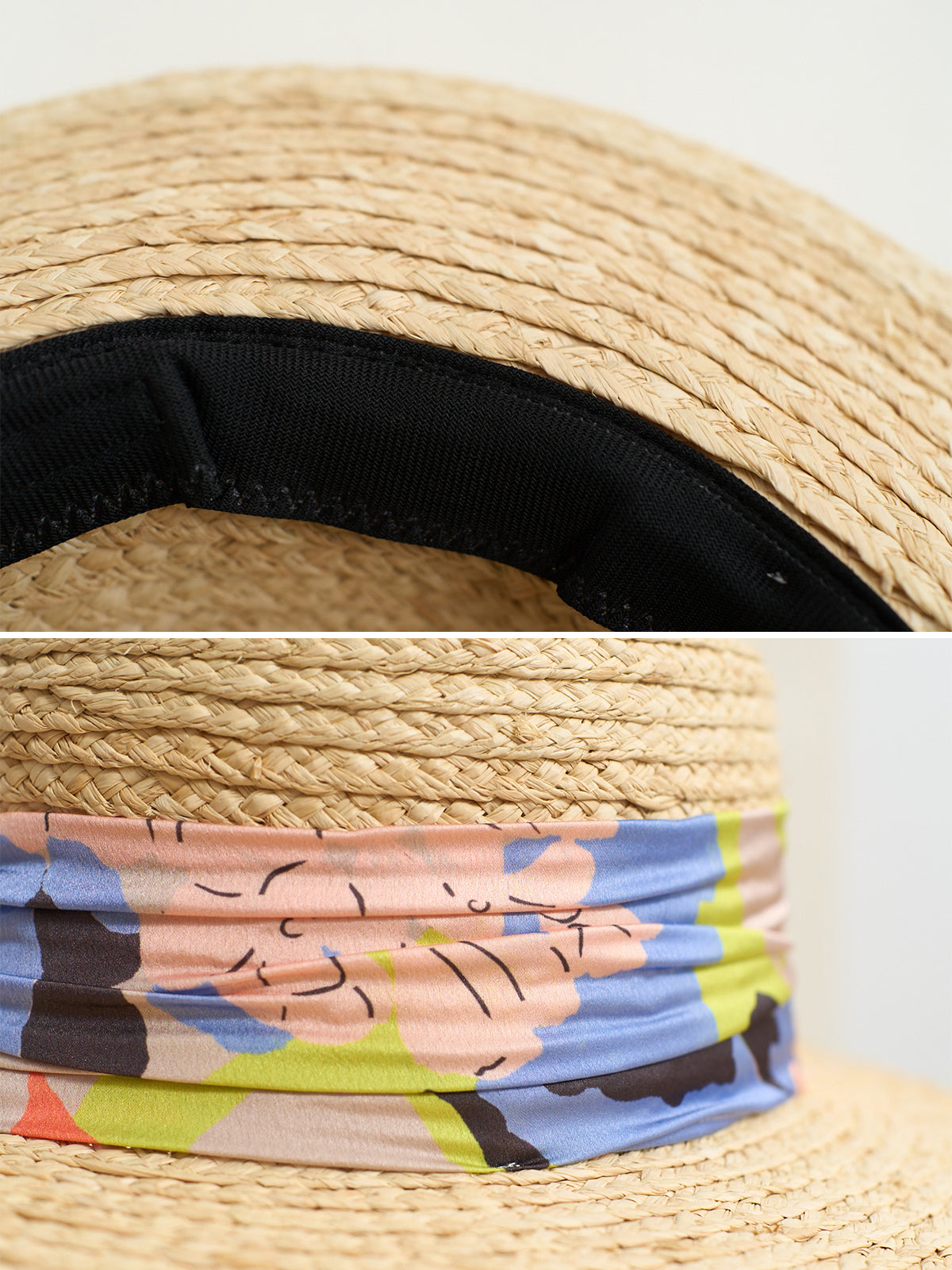 "Frida's Garden" Straw Hat with Ribbon Band - Pastel