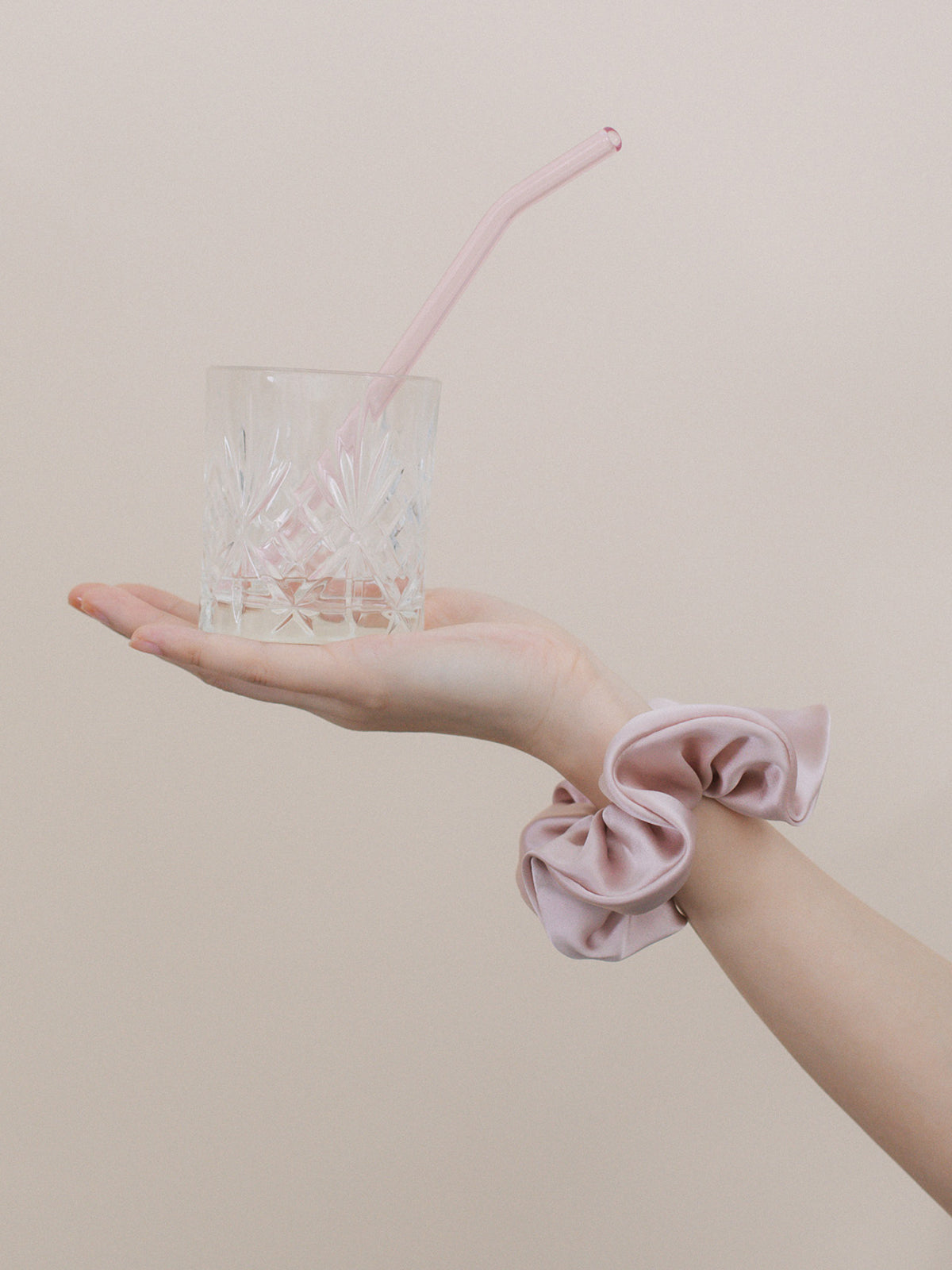 "Silken Hair" Silk Scrunchie Hair Tie - Pale Rose