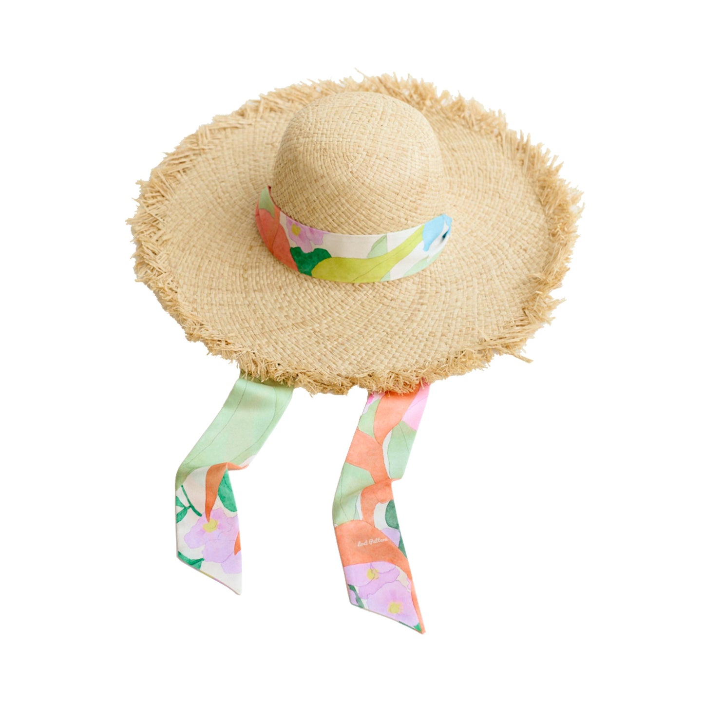 "Cartagena" Straw Hat with Ribbon Tie - Pink & Green