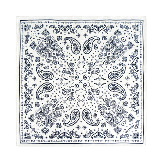 “Paisley" Silk Bandana Scarf - Moonlight White