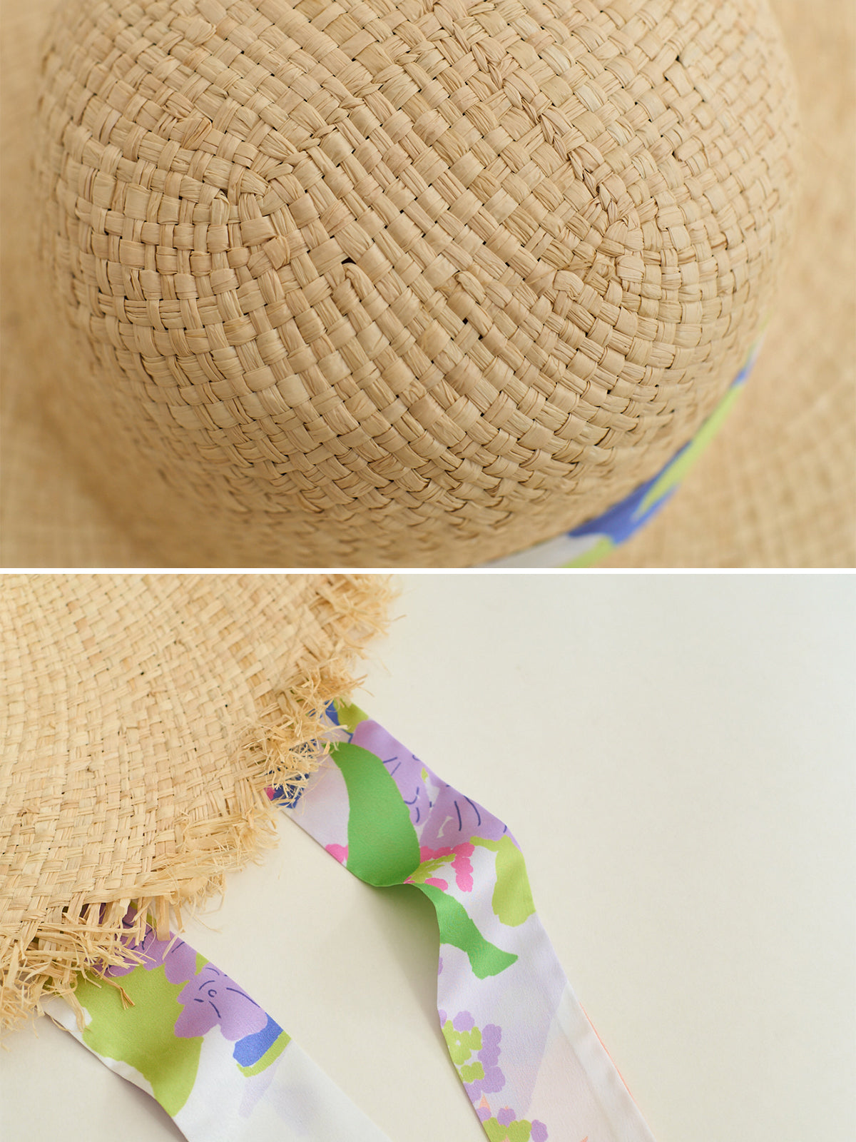 FRIDA x LOST PATTERN "Frida's Garden" Straw Hat with Ribbon Tie - Pink